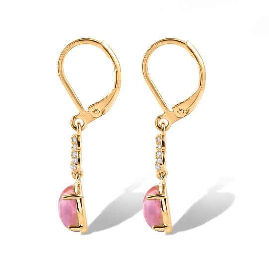 EVER TRUE Flamingo Mondstein, Weißer Zirkon Ohrringe Reine Bronze ca. 3.13 ct