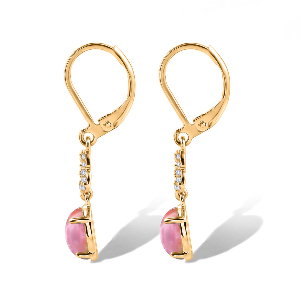 EVER TRUE Flamingo Mondstein, Weißer Zirkon Ohrringe Reine Bronze ca. 3.13 ct