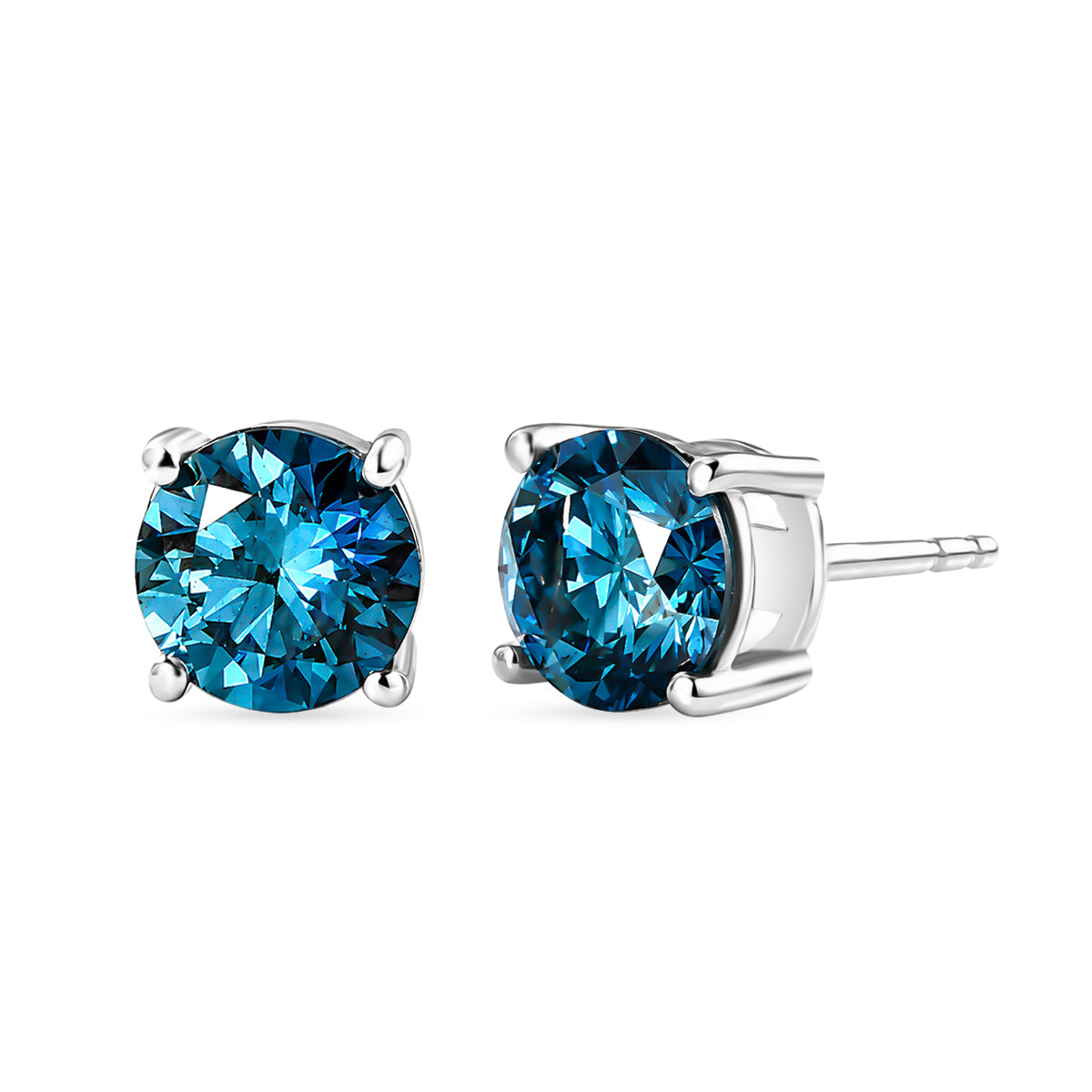 LUXURIANT DIAMOND - Lab Grown Blauer Diamant SI Ohrringe 925 Silber Rhodiniert ca. 2,05 ct.