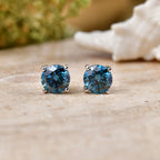 LUXURIANT DIAMOND - Lab Grown Blauer Diamant SI Ohrringe 925 Silber Rhodiniert ca. 2,05 ct.