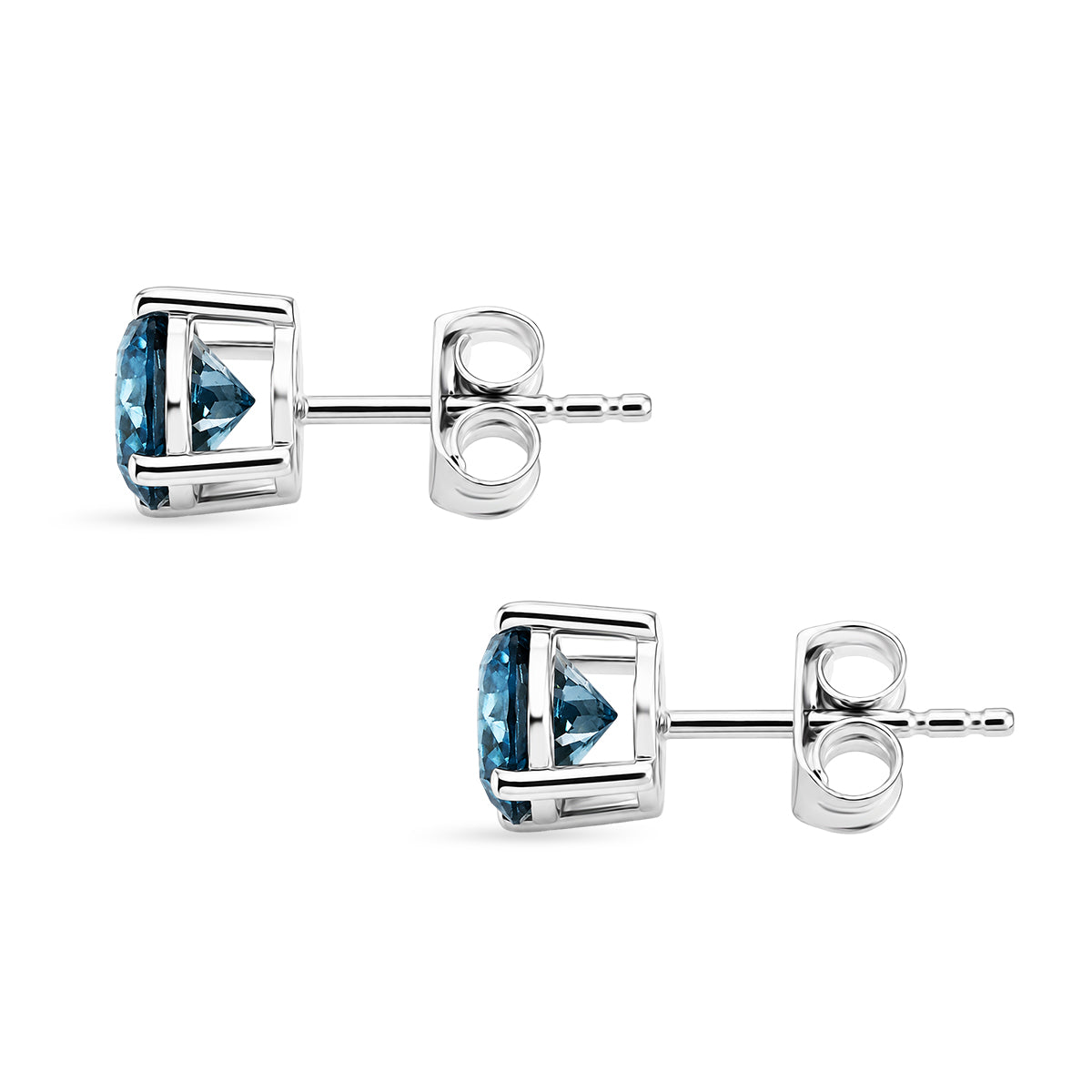 LUXURIANT DIAMOND - Lab Grown Blauer Diamant SI Ohrringe 925 Silber Rhodiniert ca. 2,05 ct.