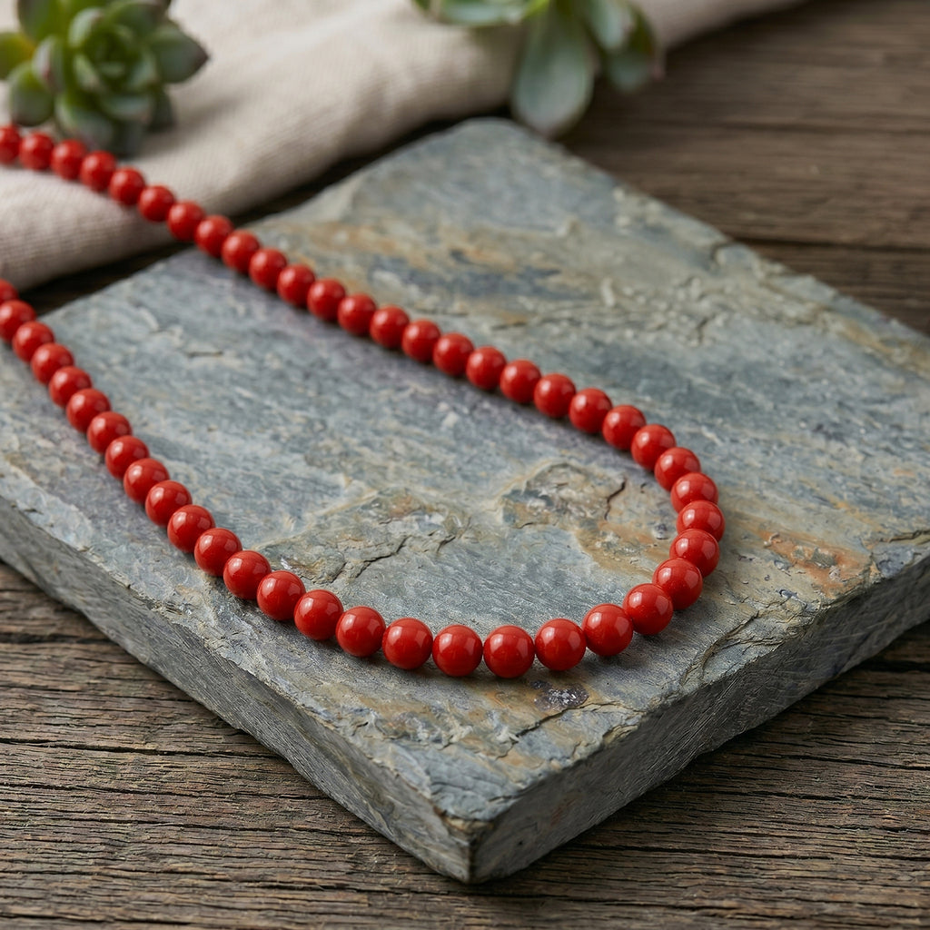 D'Joy roter Zinnober Halskette ca. 50 cm 925 Silber ca. 330,00 ct.