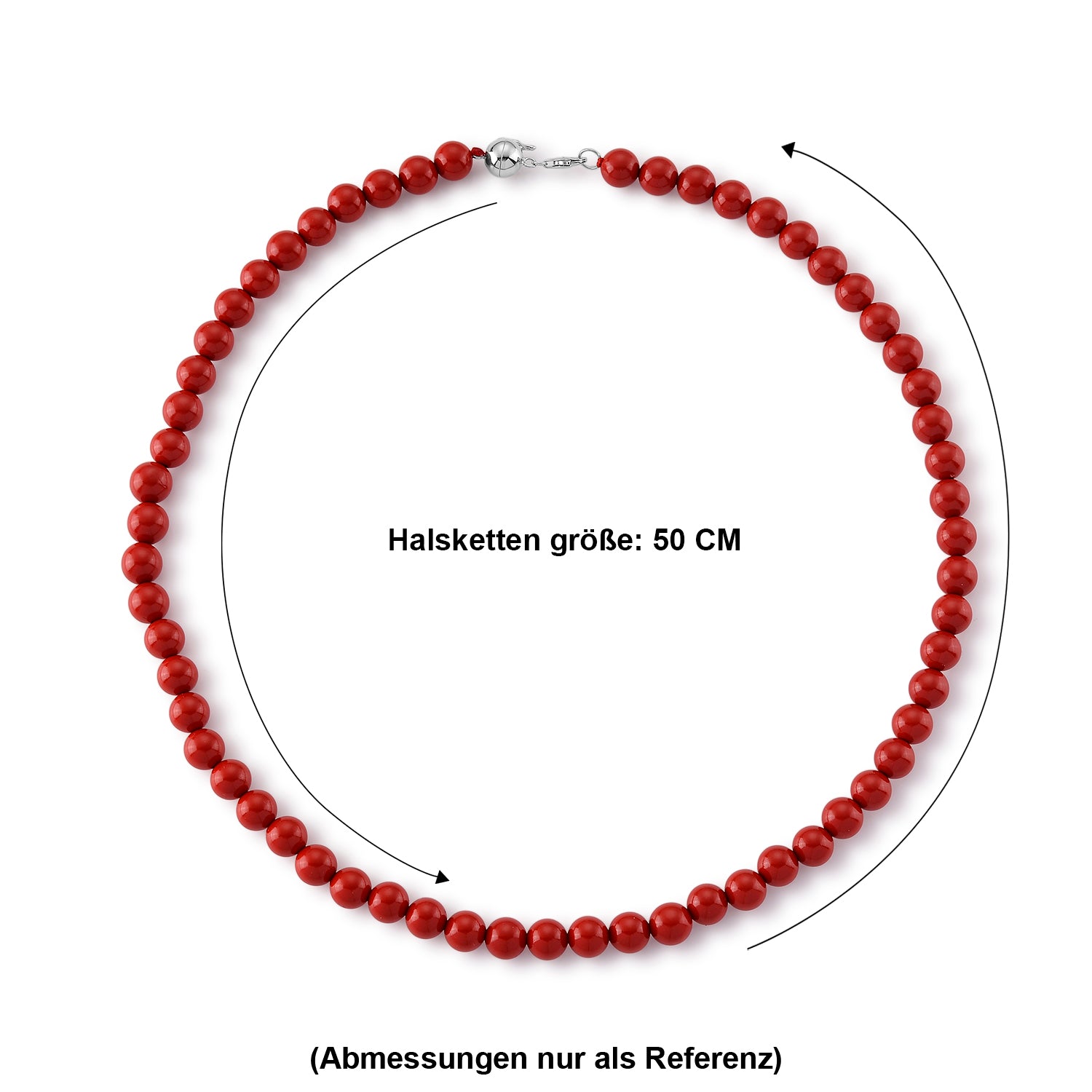 D'Joy roter Zinnober Halskette ca. 50 cm 925 Silber ca. 330,00 ct.