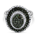 D'Joy grüner und weißer Diamant Cocktail Ring, 925 Silber rhodiniert - 1.01 ct (Größe 19.00)