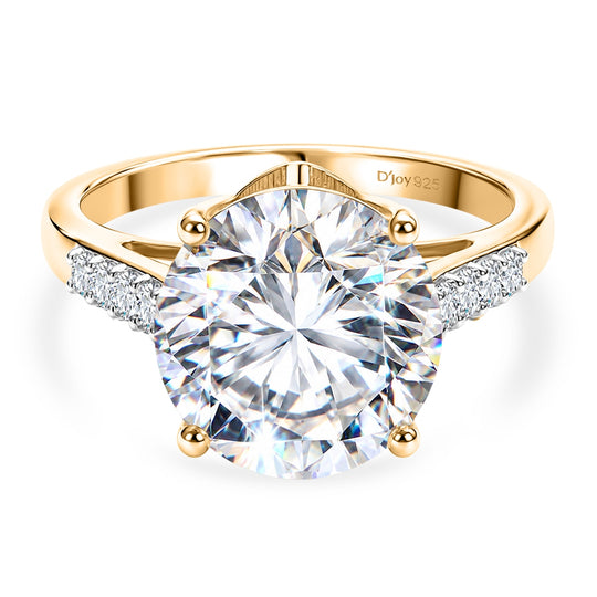 D'Joy Moissanit Ring 925 Silber 750 Gelbgold vermeil (Größe 21.00) ca. 5,09 ct
