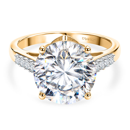 D'Joy Moissanit Ring 925 Silber 750 Gelbgold vermeil (Größe 21.00) ca. 5,09 ct