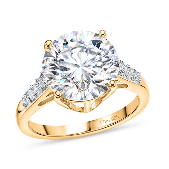 D'Joy Moissanit Ring 925 Silber 750 Gelbgold vermeil (Größe 21.00) ca. 5,09 ct