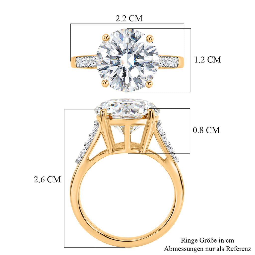 D'Joy Moissanit Ring 925 Silber 750 Gelbgold vermeil (Größe 21.00) ca. 5,09 ct