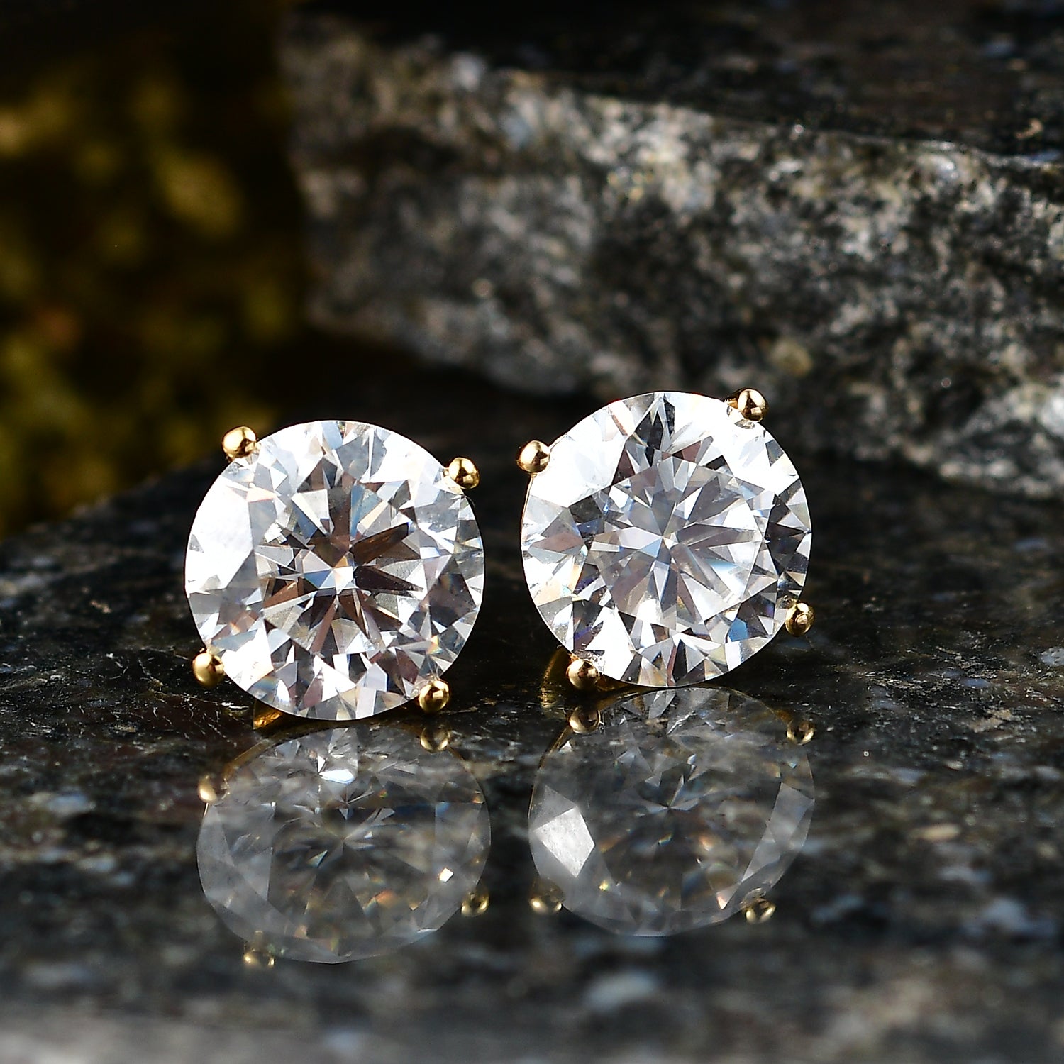 D'Joy Moissanit Ohrringe 925 Silber 750 Gelbgold vermeil ca. 9.69 ct