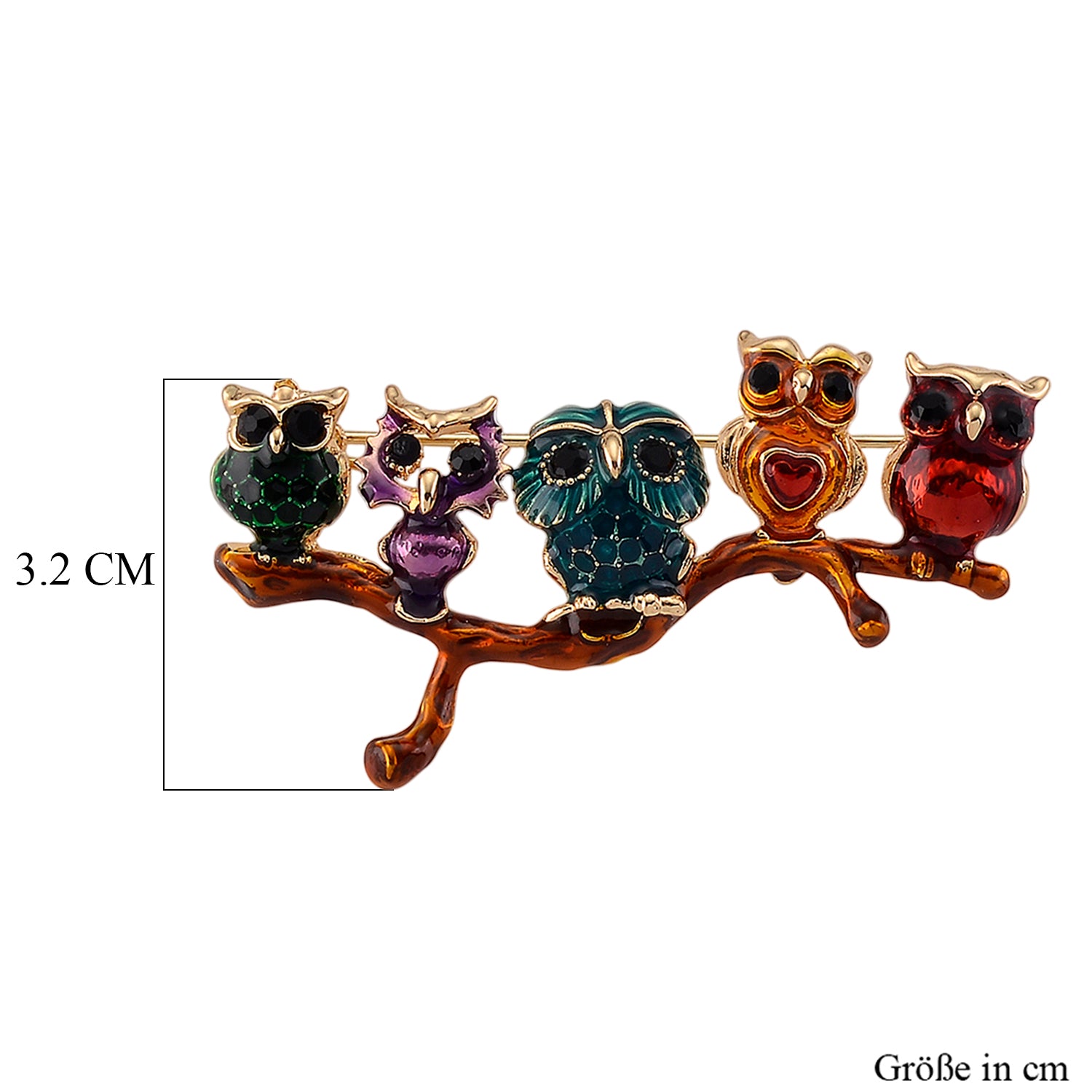5 Eule Brosche Emailliert