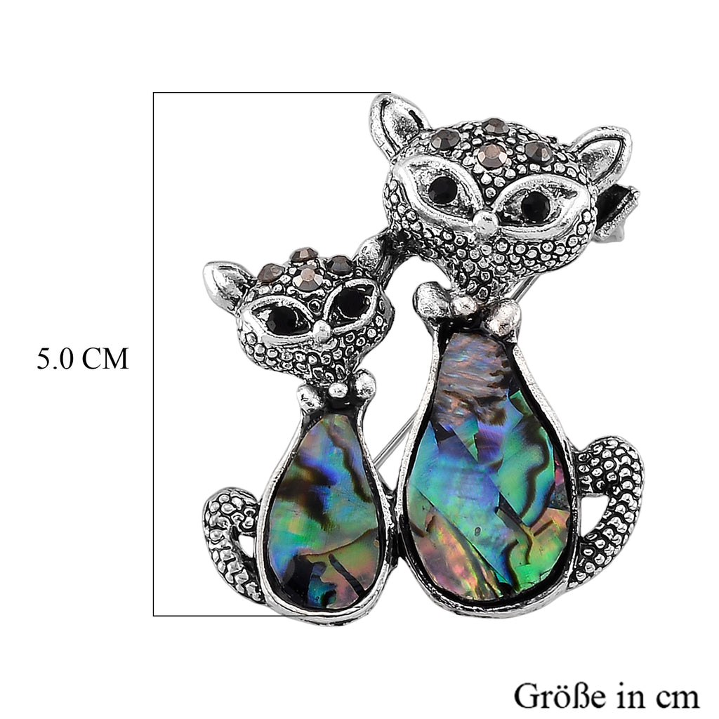 Abalone Muschel, Schwarze Kristall Brosche Reine Legierung Antik-silber-Plattierung