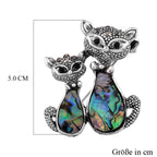 Abalone Muschel, Schwarze Kristall Brosche Reine Legierung Antik-silber-Plattierung