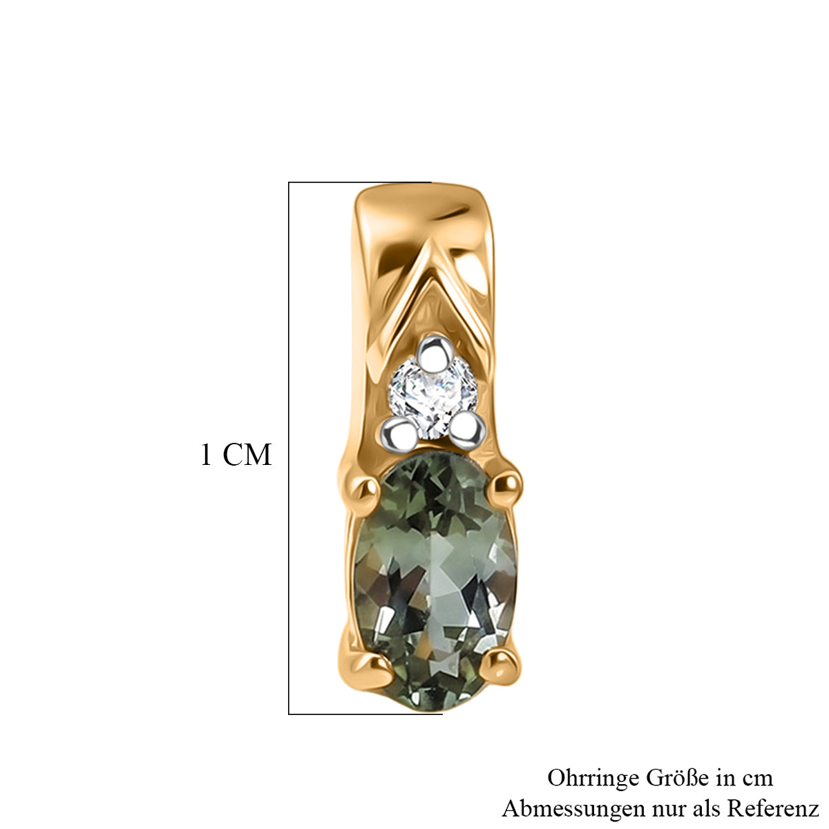 D'Joy Grüner Tansanit, Weißer Zirkon Ohrringe 925 Silber Gold ca. 0,53 ct.