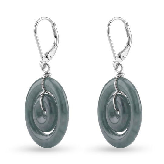 D'Joy Natürlicher Olmek Jadeit Ohrringe 925 Silber Rhodiniert ca. 30.00 ct