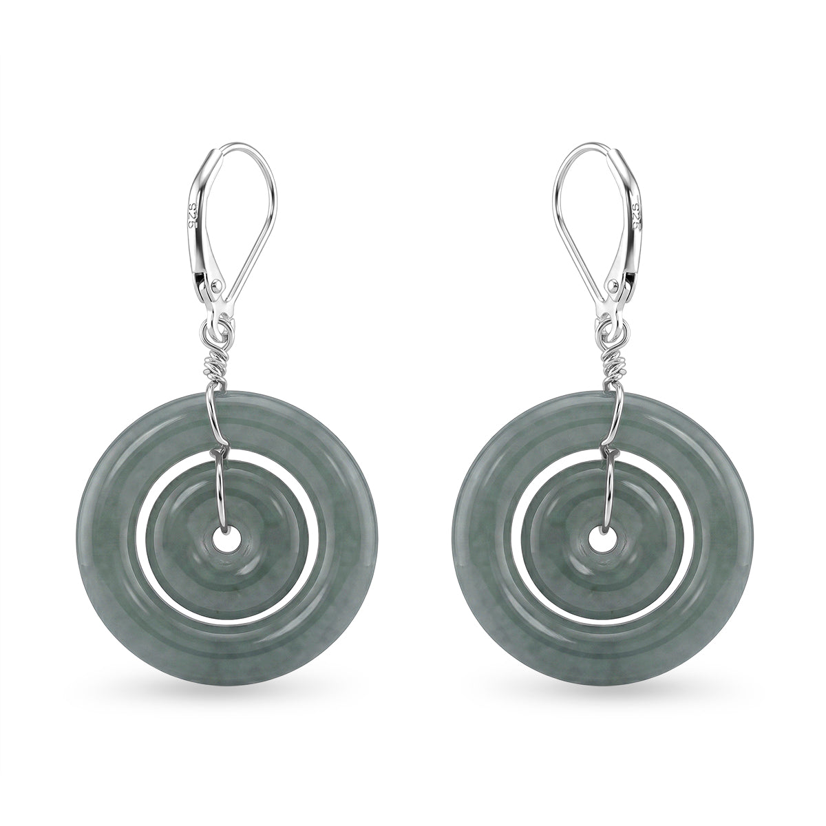 D'Joy Natürlicher Olmek Jadeit Ohrringe 925 Silber Rhodiniert ca. 30.00 ct