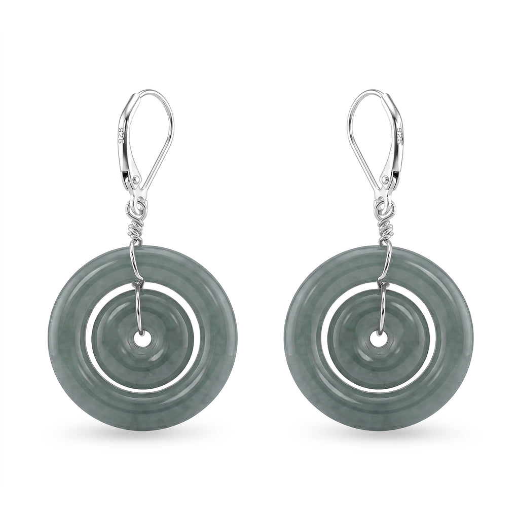 D'Joy Natürlicher Olmek Jadeit Ohrringe 925 Silber Rhodiniert ca. 30.00 ct