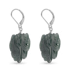 D'Joy Natürlicher Olmek Jadeit Ohrringe 925 Silber Rhodiniert ca. 40.00 ct