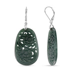 D'Joy Natürlicher Olmek Jadeit Ohrringe 925 Silber Rhodiniert ca. 35.00 ct