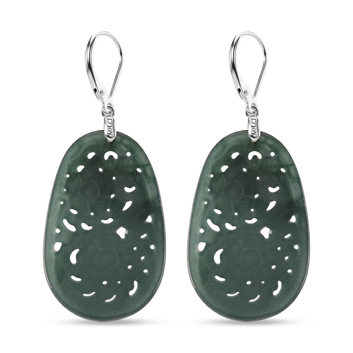 D'Joy Natürlicher Olmek Jadeit Ohrringe 925 Silber Rhodiniert ca. 35.00 ct