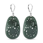 D'Joy Natürlicher Olmek Jadeit Ohrringe 925 Silber Rhodiniert ca. 35.00 ct