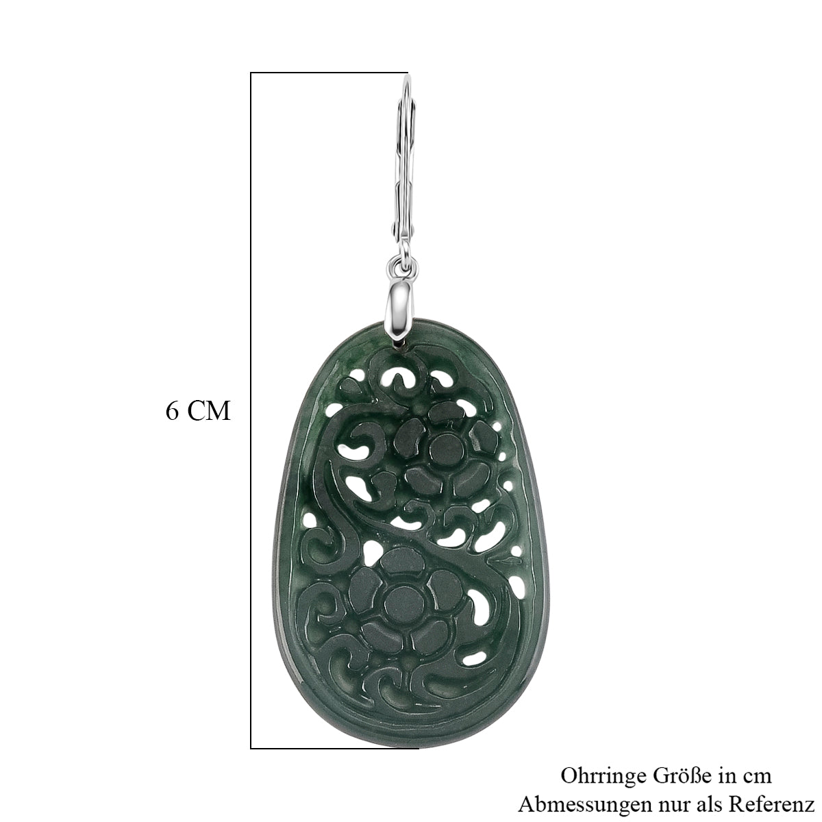 D'Joy Natürlicher Olmek Jadeit Ohrringe 925 Silber Rhodiniert ca. 35.00 ct