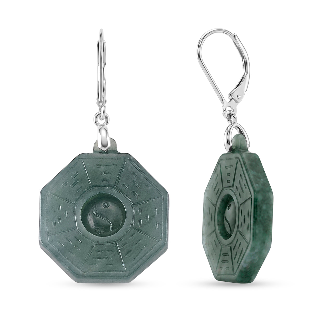 D'Joy Natürlicher Olmek Jadeit Ohrringe 925 Silber Rhodiniert ca. 43.00 ct