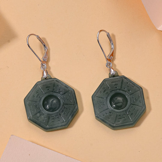 D'Joy Natürlicher Olmek Jadeit Ohrringe 925 Silber Rhodiniert ca. 43.00 ct