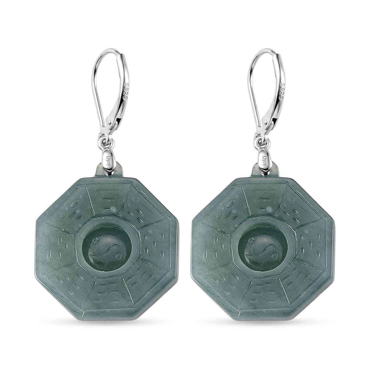 D'Joy Natürlicher Olmek Jadeit Ohrringe 925 Silber Rhodiniert ca. 43.00 ct