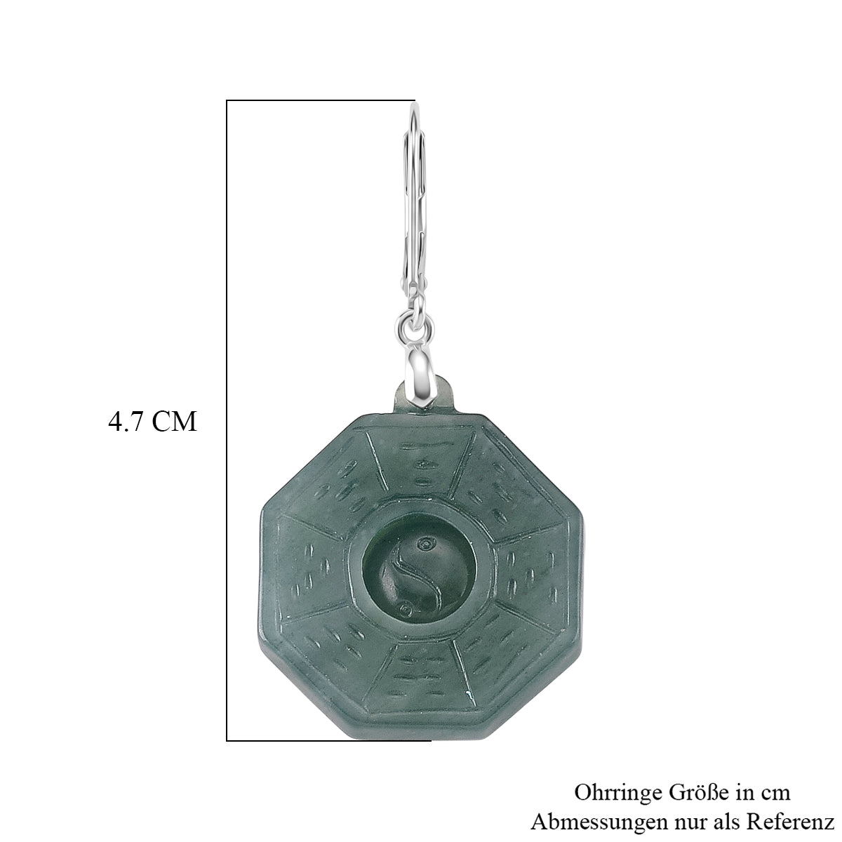 D'Joy Natürlicher Olmek Jadeit Ohrringe 925 Silber Rhodiniert ca. 43.00 ct