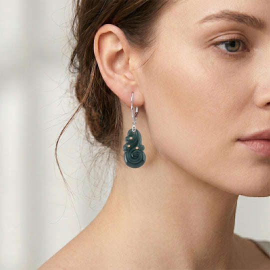 D'Joy Natürlicher Olmek Jadeit Ohrringe 925 Silber Rhodiniert ca. 10.00 ct