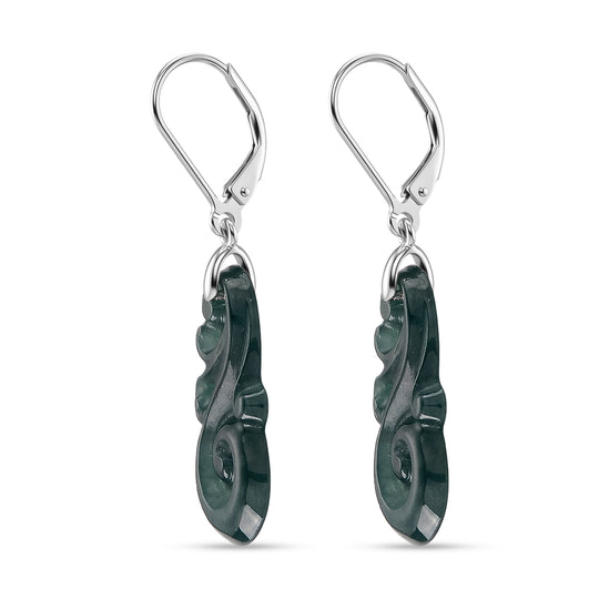D'Joy Natürlicher Olmek Jadeit Ohrringe 925 Silber Rhodiniert ca. 10.00 ct
