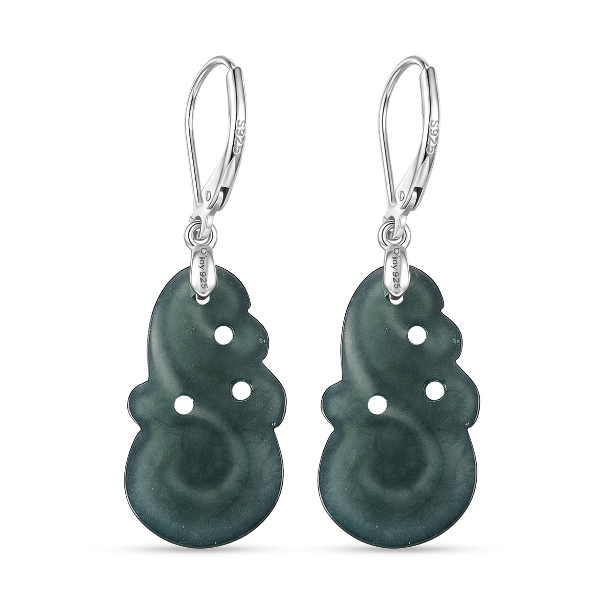 D'Joy Natürlicher Olmek Jadeit Ohrringe 925 Silber Rhodiniert ca. 10.00 ct