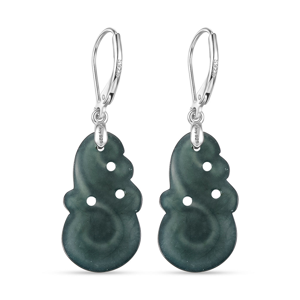 D'Joy Natürlicher Olmek Jadeit Ohrringe 925 Silber Rhodiniert ca. 10.00 ct