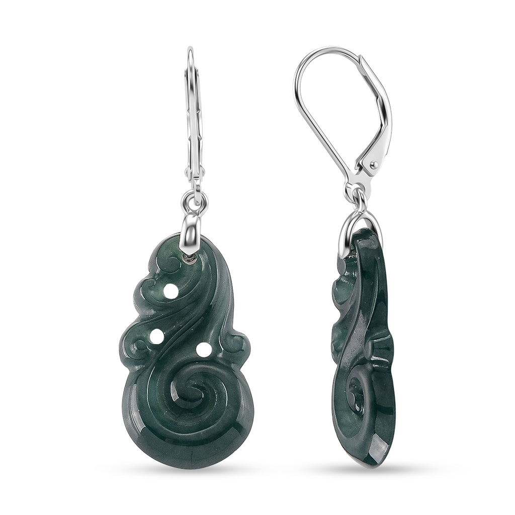 D'Joy Natürlicher Olmek Jadeit Ohrringe 925 Silber Rhodiniert ca. 10.00 ct