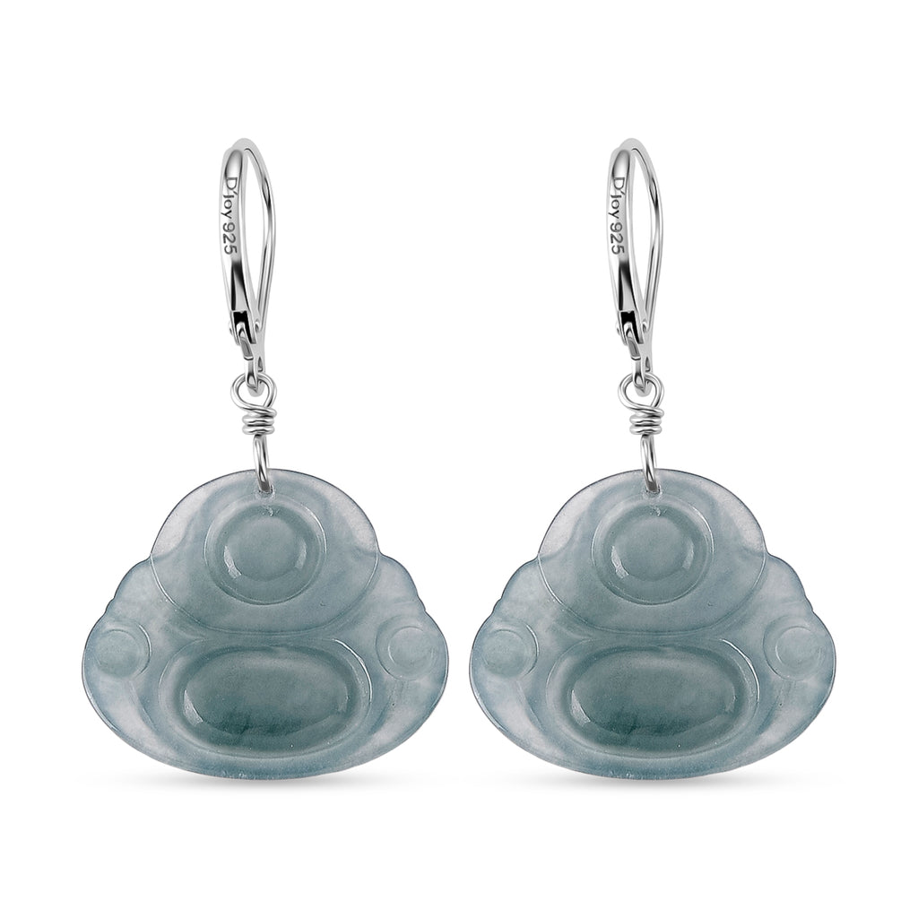 D'Joy Natürlicher Olmek Jadeit Ohrringe 925 Silber Rhodiniert ca. 20.00 ct