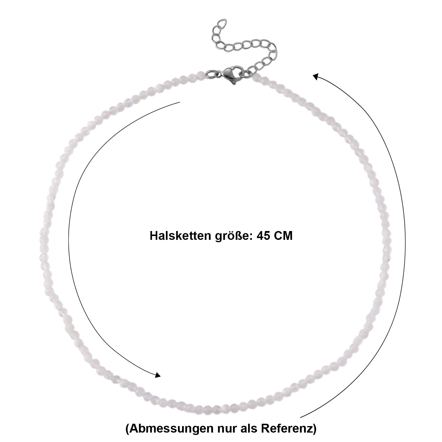 Ceylon Regenbogen Mondstein Halskette ca. 45 cm 316L Edelstahl ca. 40.00 ct