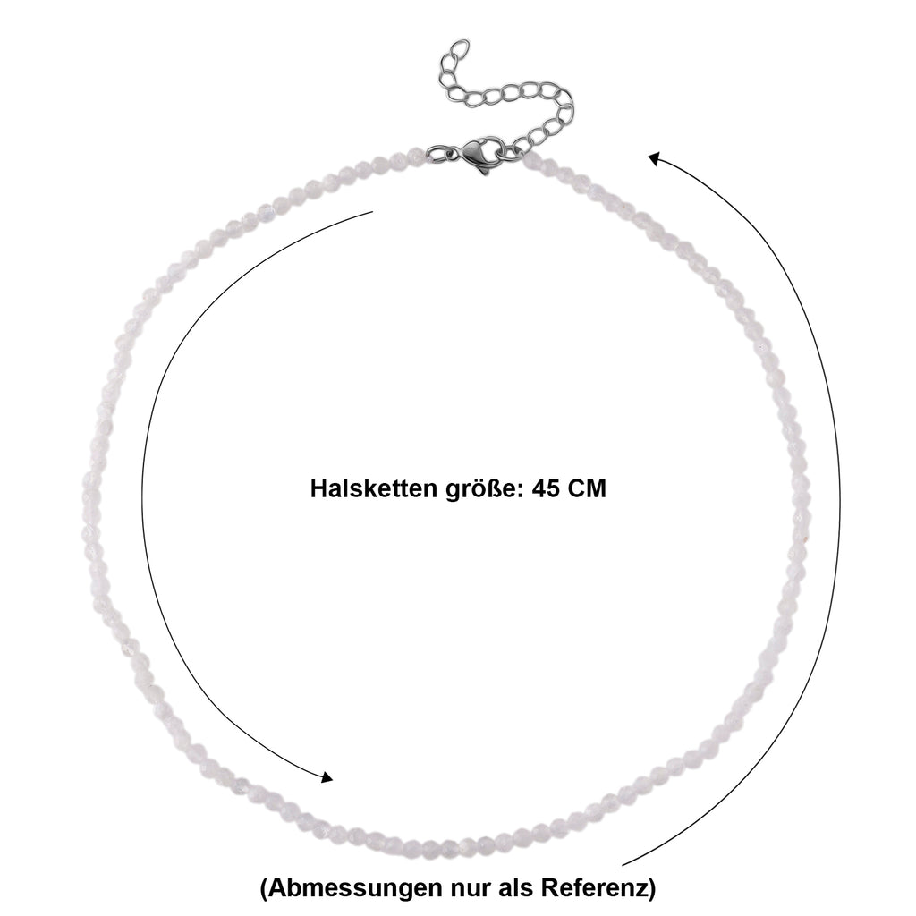 Ceylon Regenbogen Mondstein Halskette ca. 45 cm 316L Edelstahl ca. 40.00 ct