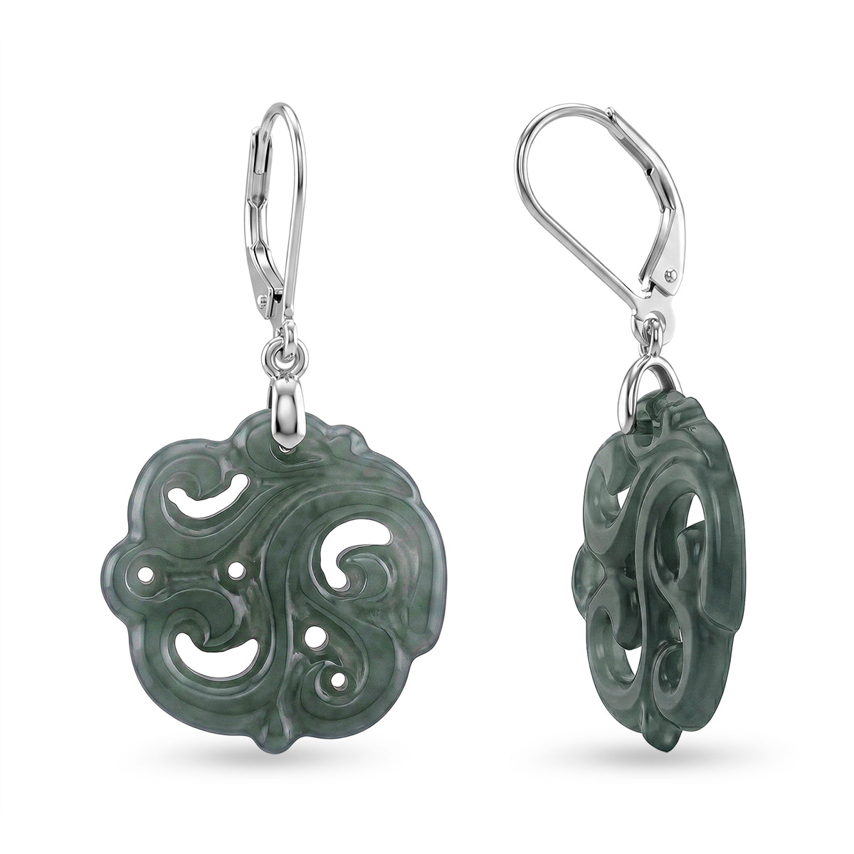 D'Joy Natürlicher Olmek Jadeit Ohrringe 925 Silber Rhodiniert ca. 15.00 ct