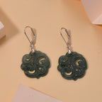 D'Joy Natürlicher Olmek Jadeit Ohrringe 925 Silber Rhodiniert ca. 15.00 ct