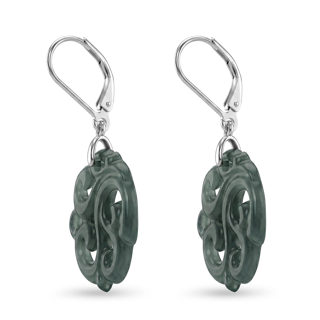 D'Joy Natürlicher Olmek Jadeit Ohrringe 925 Silber Rhodiniert ca. 15.00 ct
