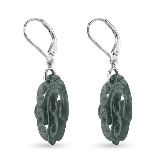 D'Joy Natürlicher Olmek Jadeit Ohrringe 925 Silber Rhodiniert ca. 15.00 ct