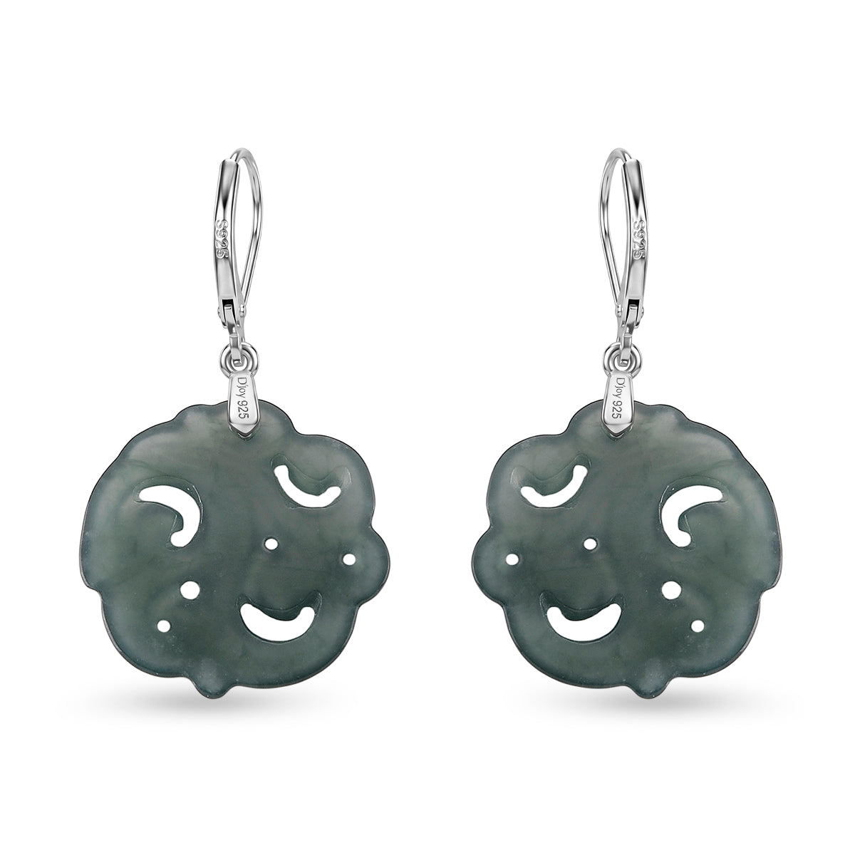 D'Joy Natürlicher Olmek Jadeit Ohrringe 925 Silber Rhodiniert ca. 15.00 ct