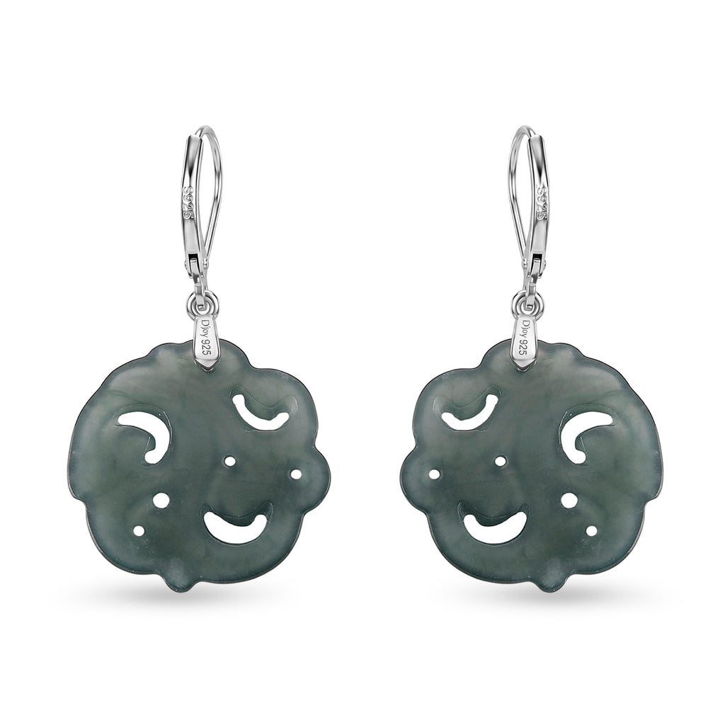 D'Joy Natürlicher Olmek Jadeit Ohrringe 925 Silber Rhodiniert ca. 15.00 ct