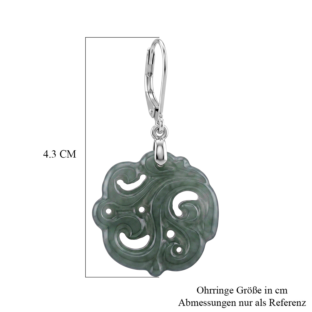D'Joy Natürlicher Olmek Jadeit Ohrringe 925 Silber Rhodiniert ca. 15.00 ct