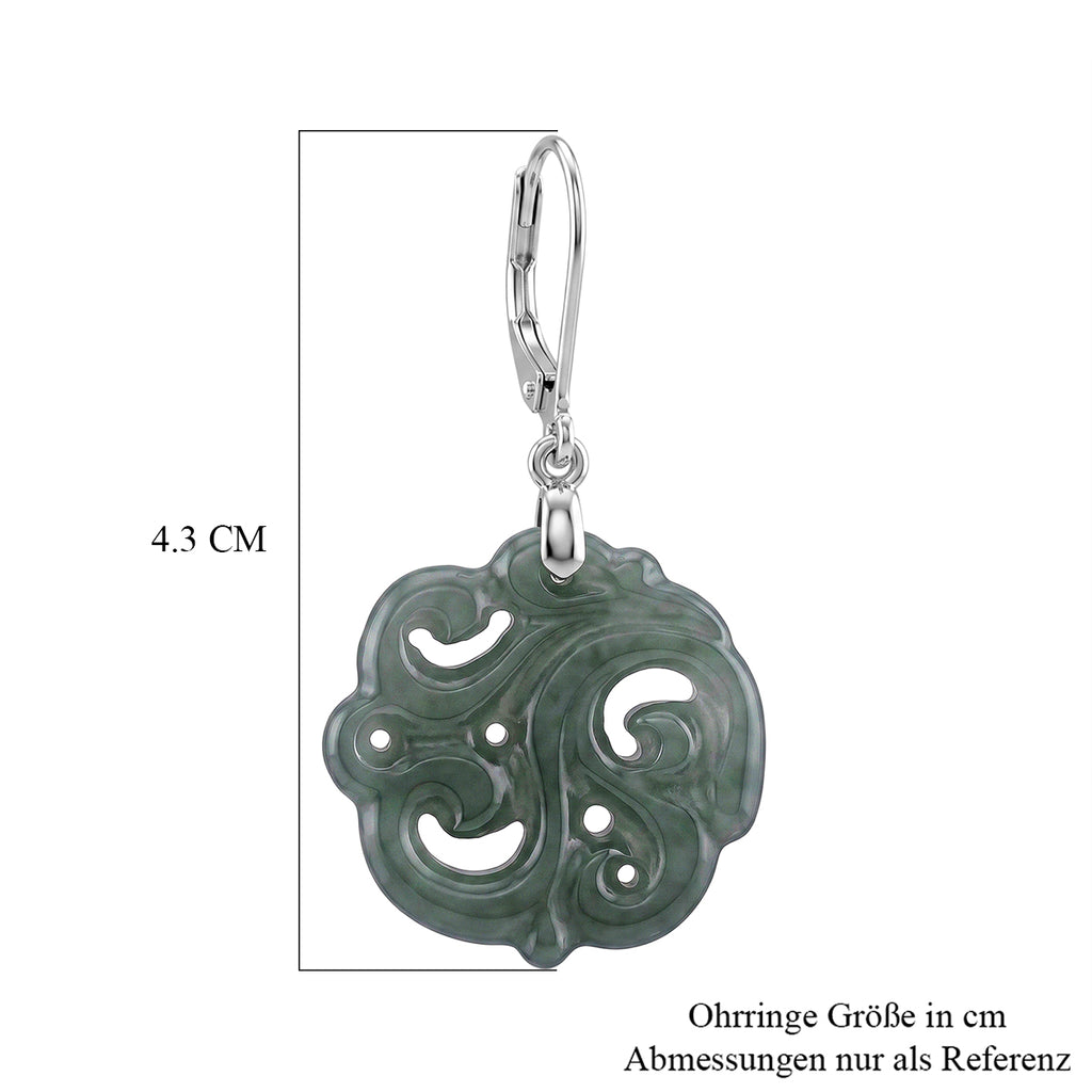 D'Joy Natürlicher Olmek Jadeit Ohrringe 925 Silber Rhodiniert ca. 15.00 ct