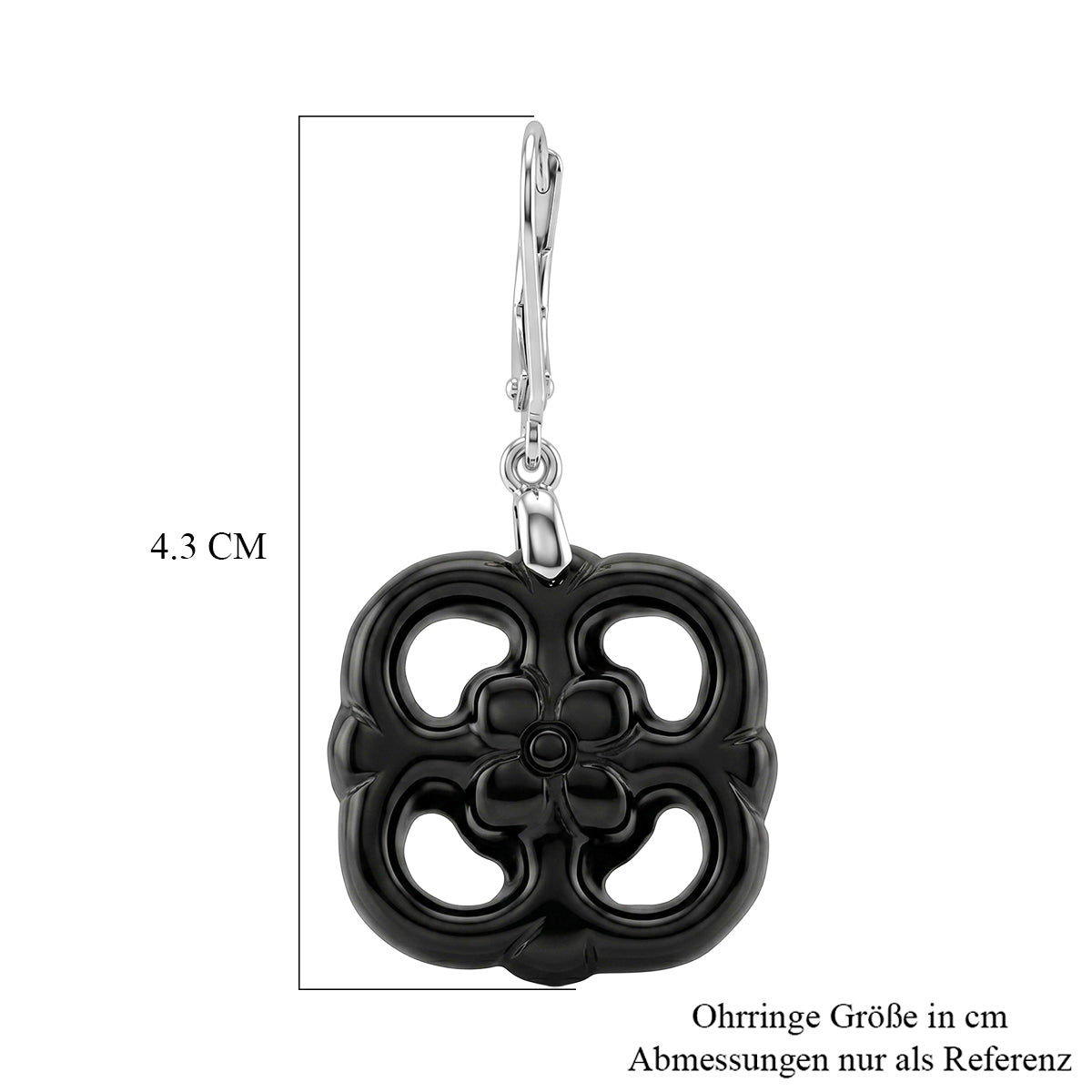 D'Joy Schwarzer Jadeit Ohrringe 925 Silber Rhodiniert ca. 20,00 ct.