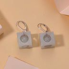 D'Joy Weiße Jade Ohrringe 925 Silber Rhodiniert ca. 50.00 ct