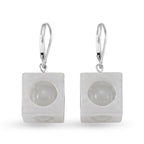 D'Joy Weiße Jade Ohrringe 925 Silber Rhodiniert ca. 50.00 ct