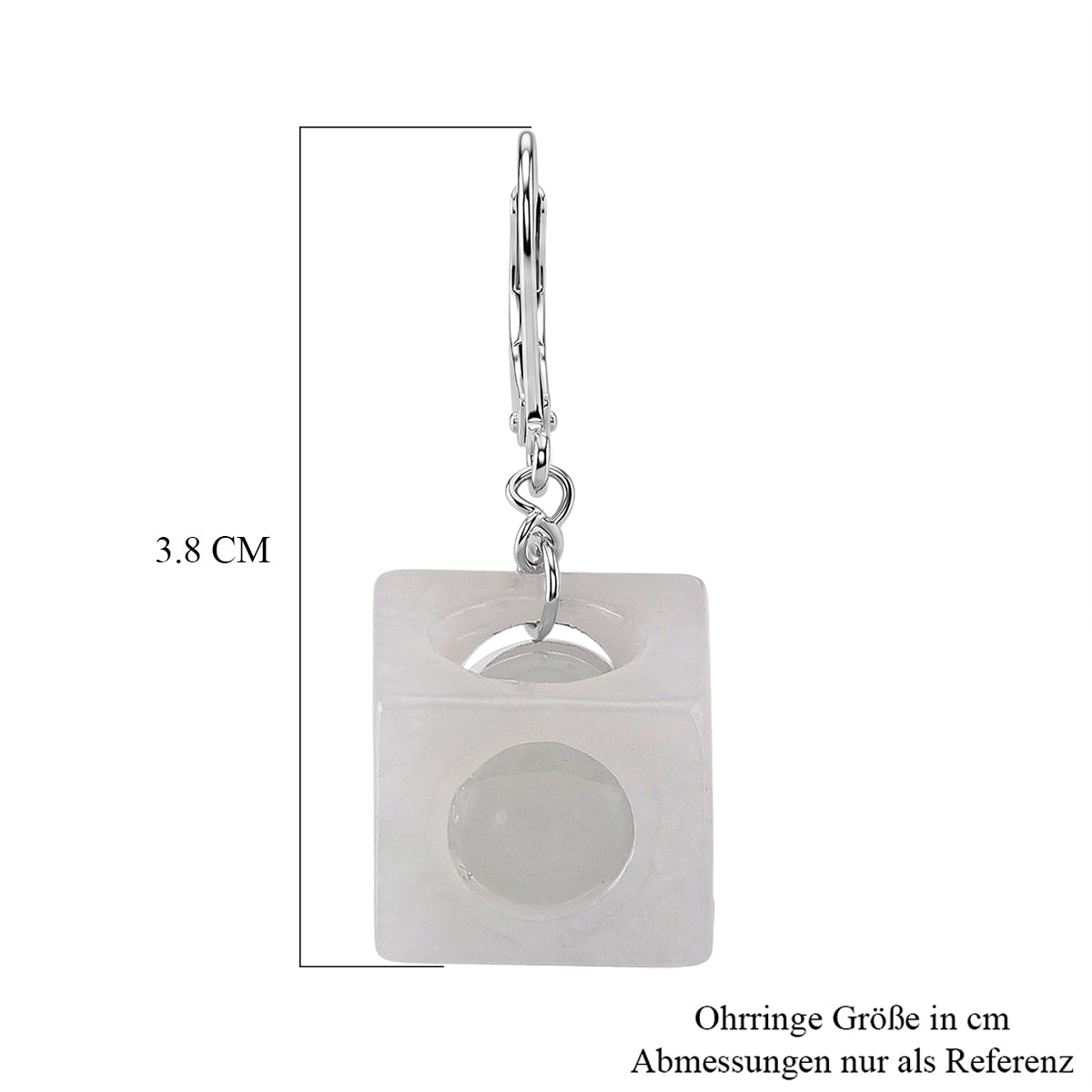 D'Joy Weiße Jade Ohrringe 925 Silber Rhodiniert ca. 50.00 ct
