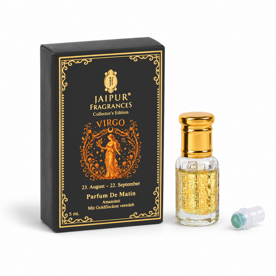 JAIPUR FRAGRANCES Collector's Edition Parfümöl Schütze (Sagittarius) - Frangipani, mit Goldflocken und Lapislazuli, 5ml